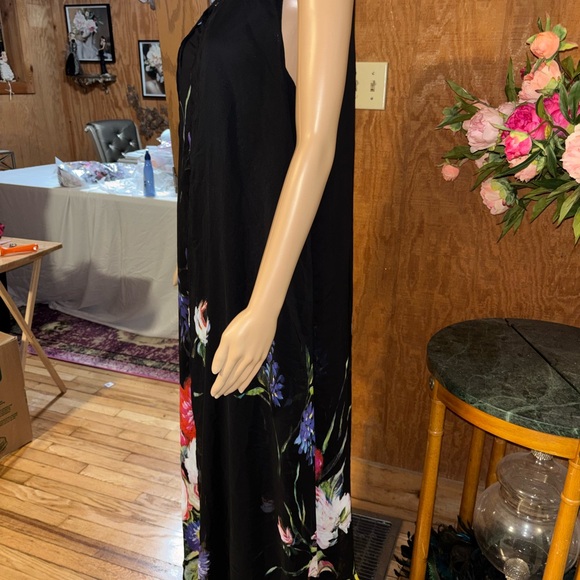 KATE & MALLORY Black Floral Sleeveless Maxi Dress L - Picture 4 of 9